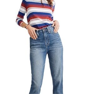 Madewell Women’s The Mom Blue Cropped Jean Downey Wash Sz 26